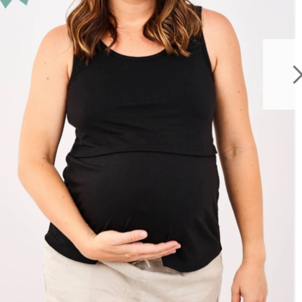Latched Mama breastfeeding tank in black, ML